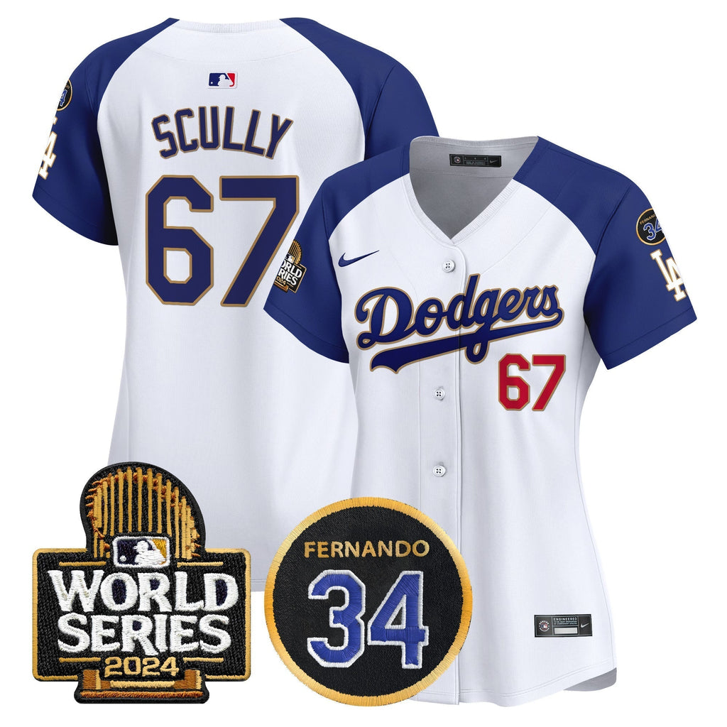 Women's Dodgers Fernando Memorial & 2024 World Series Patch Vapor Premier Limited Jersey - Stitched