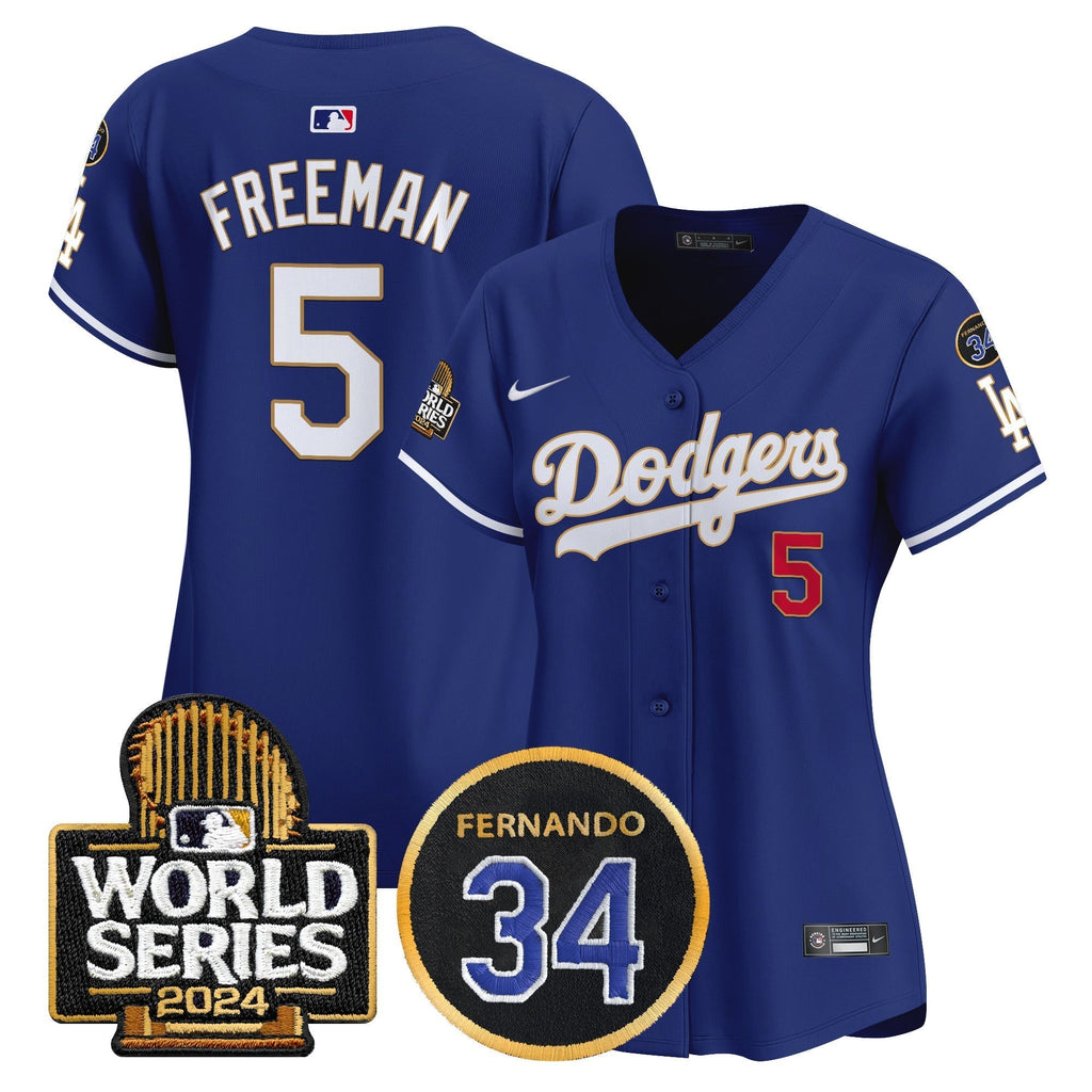 Women's Dodgers Fernando Memorial & 2024 World Series Patch Vapor Premier Limited Jersey - Stitched