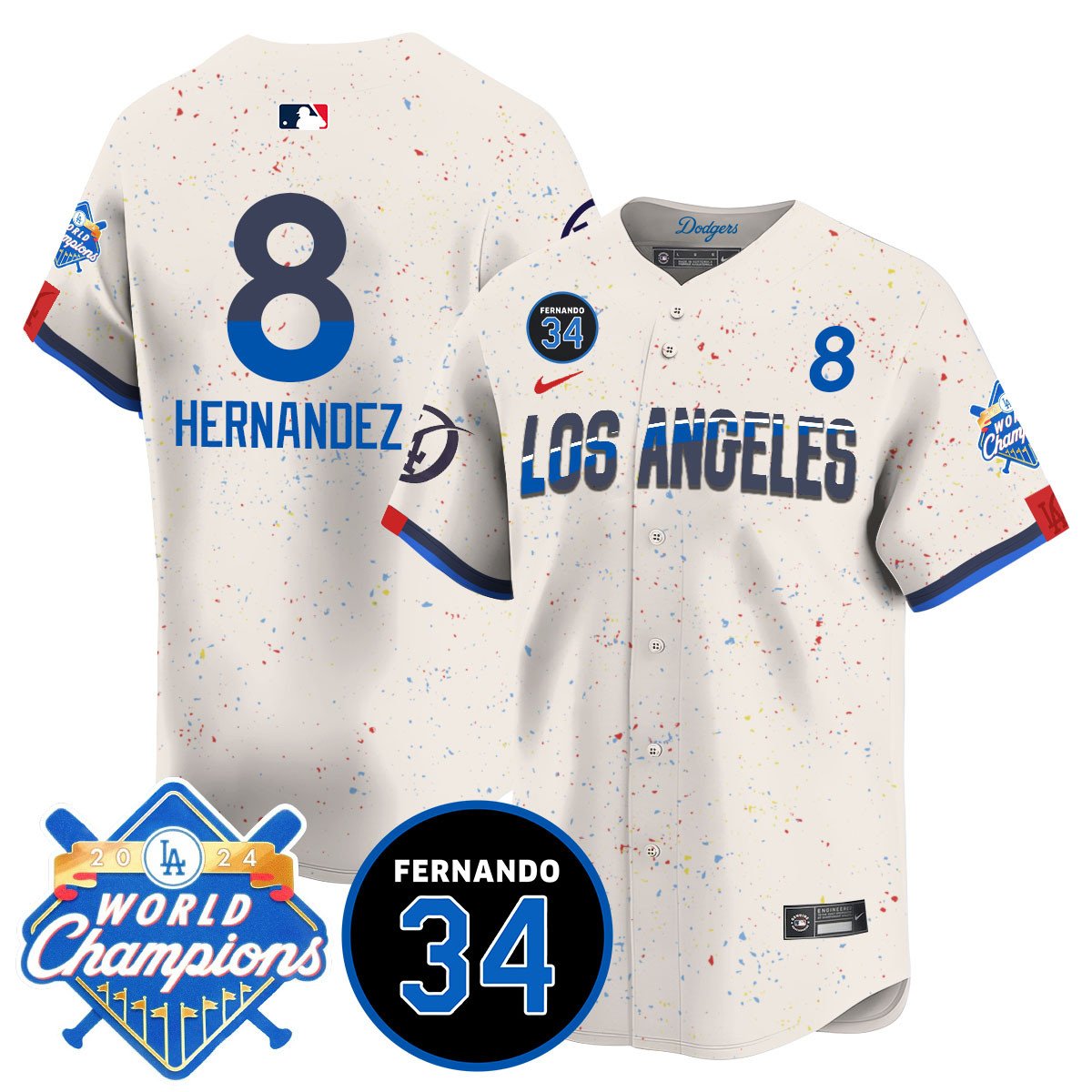 LA Dodgers - World Series Champions 2024/Fernando Valenzuela Memorial Jersey - Stitched