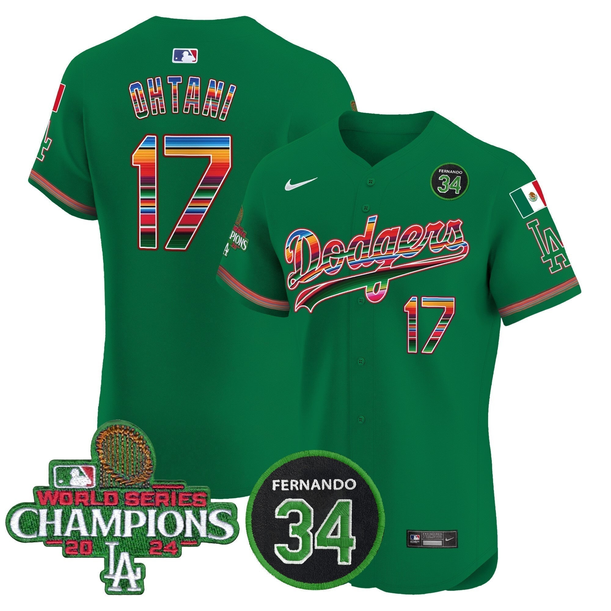 Dodgers Mexico 2024 World Series Champions Vapor Premier Elite Jersey V2 - Stitched