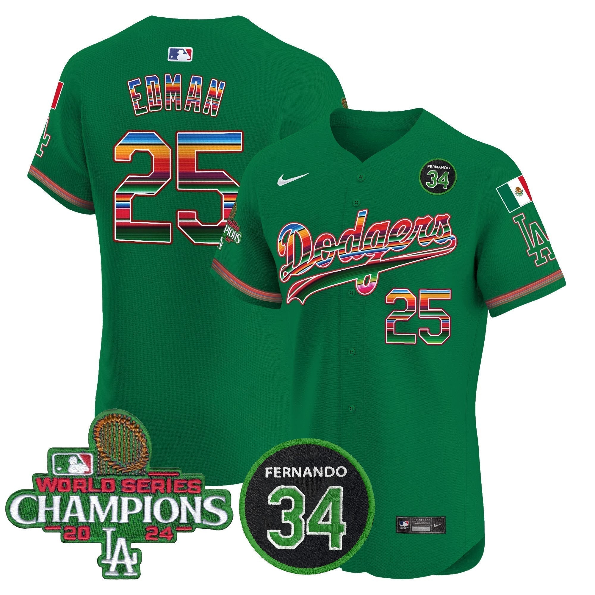 Dodgers Mexico 2024 World Series Champions Vapor Premier Elite Jersey V2 - Stitched