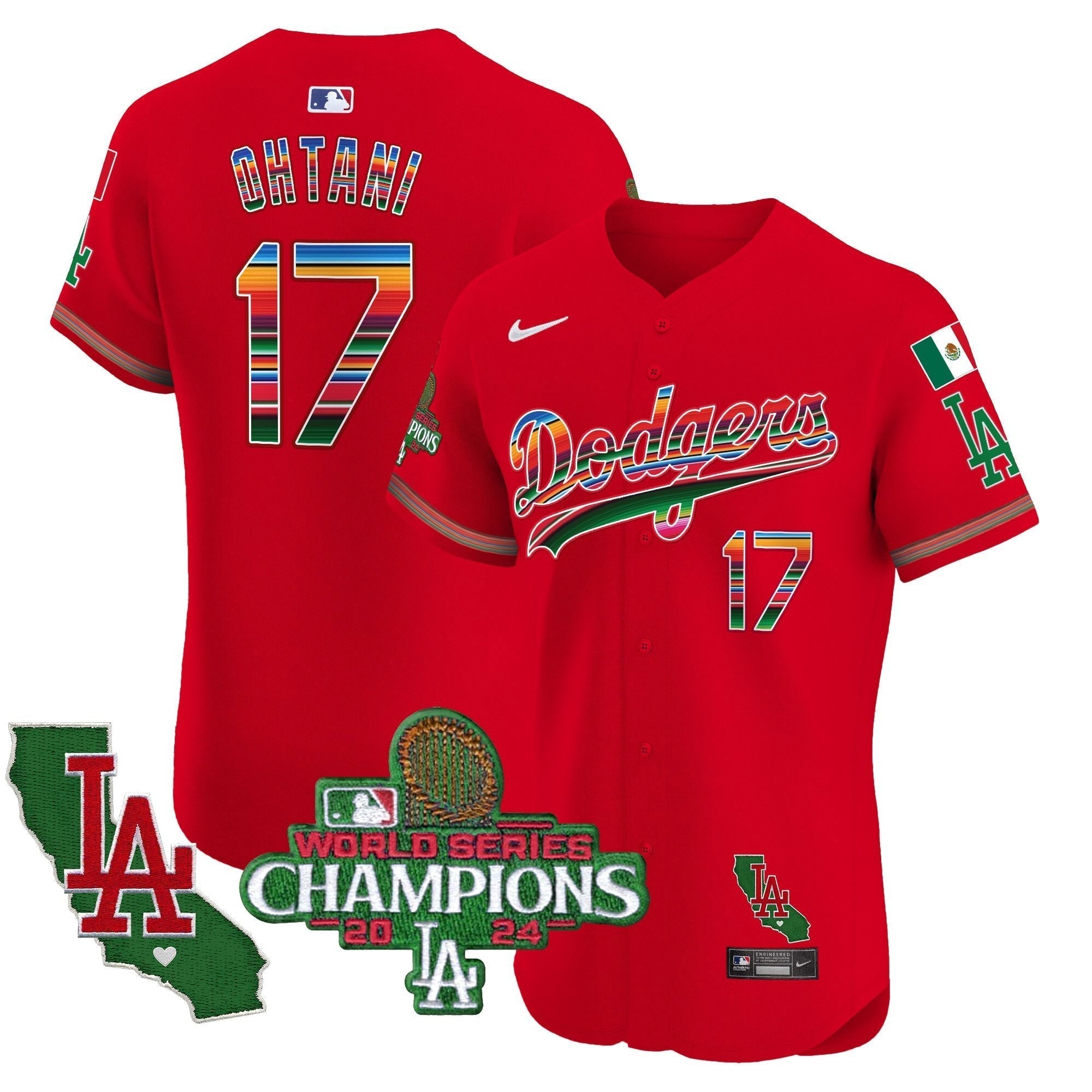 Dodgers Mexico 2024 World Series Champions Vapor Premier Elite Jersey - Stitched