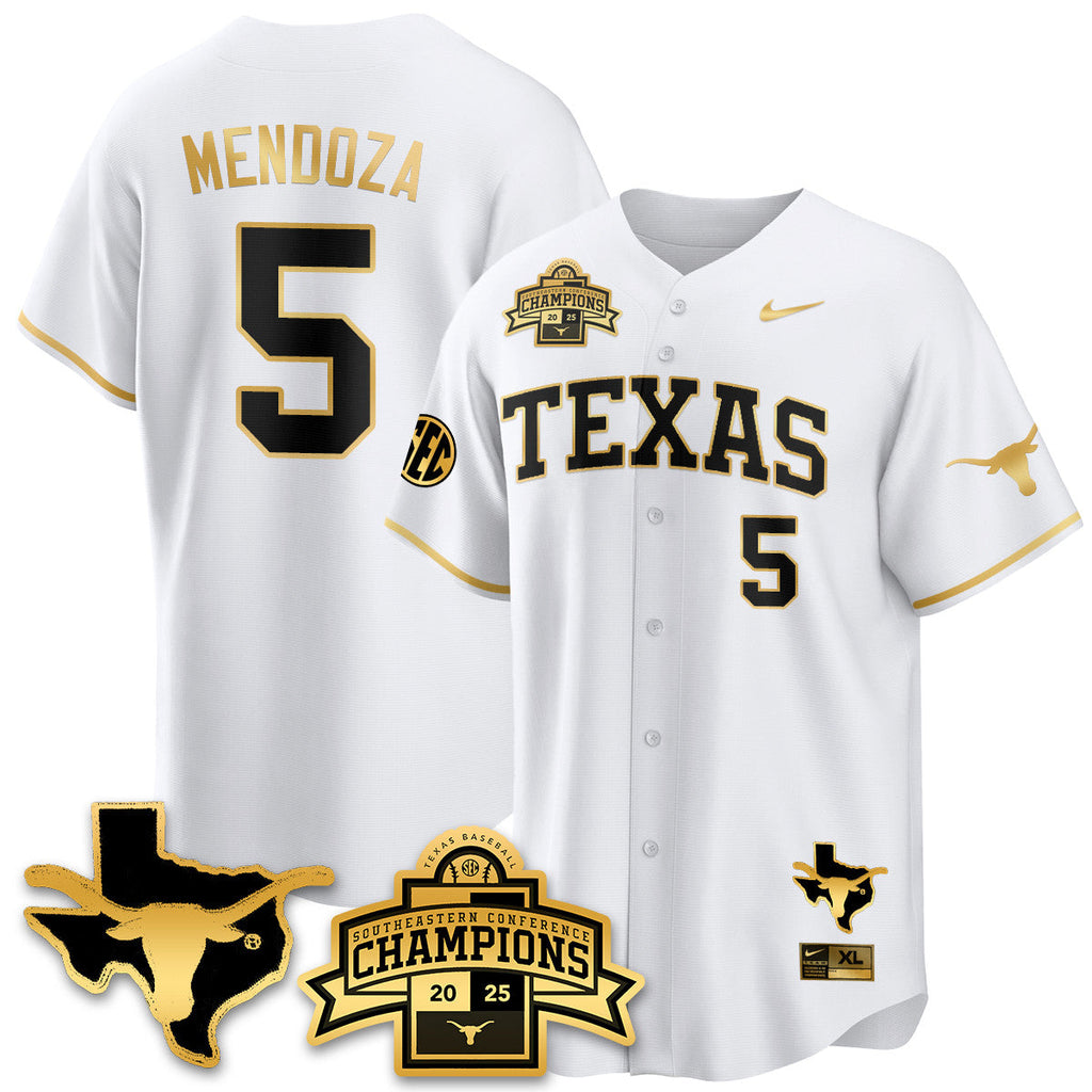 Texas Baseball 2025 Southeastern Conference Champions Jersey - Stitched