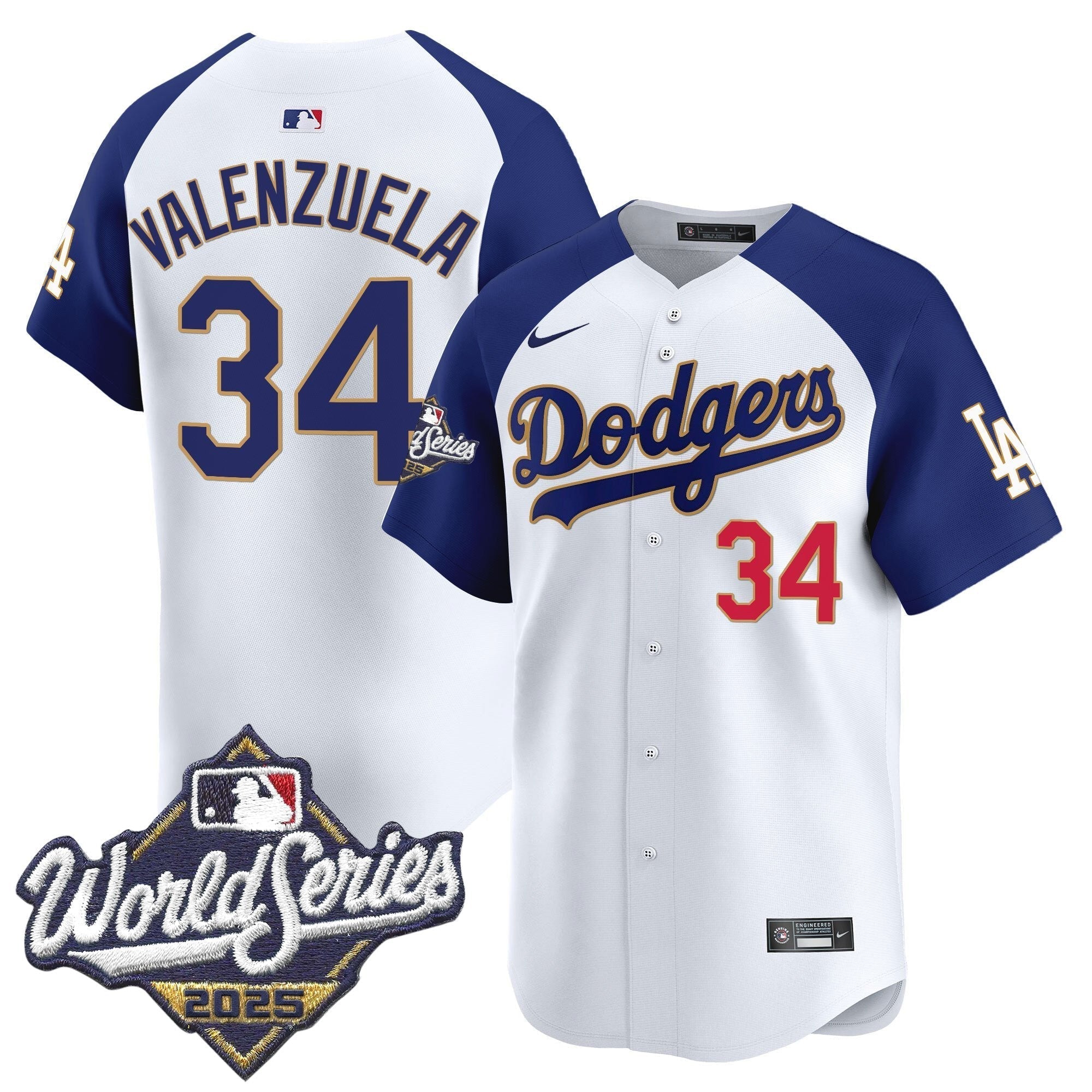 Dodgers 2025 World Series Gold Trim Vapor Premier Limited Jersey - Stitched