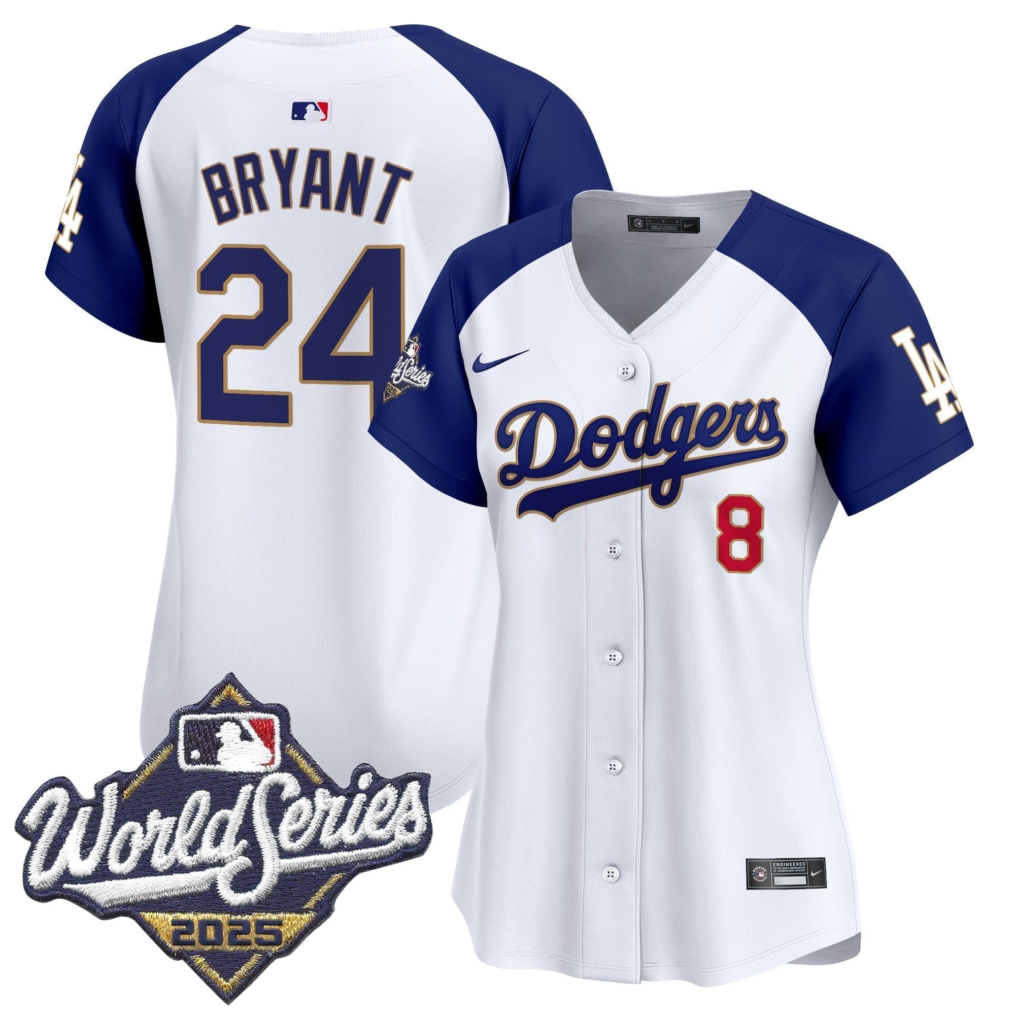 Women's Dodgers 2025 World Series Gold Trim Vapor Premier Limited Jersey - Stitched