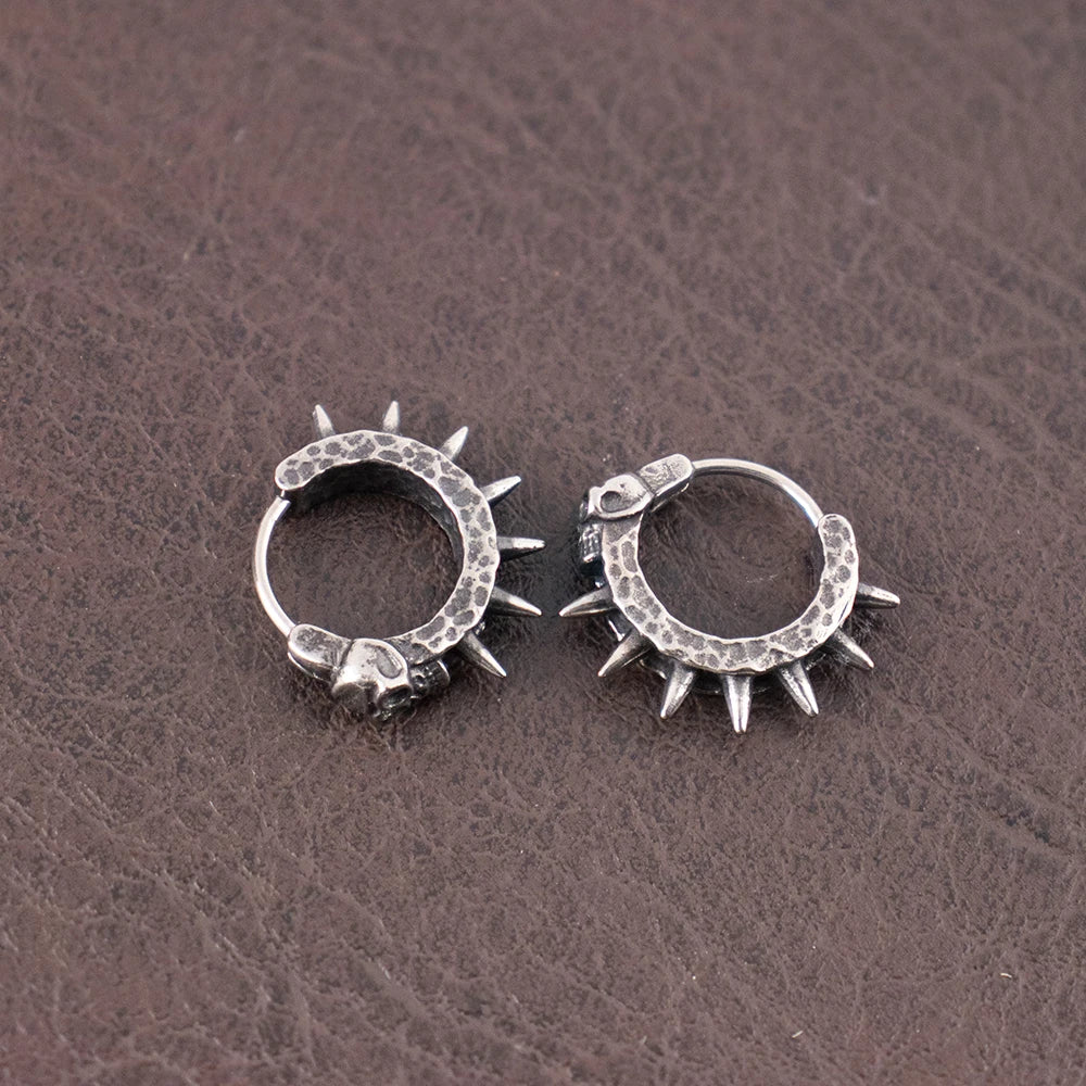 Vintage Black Skull Hoop Earrings Stainless Steel Punk Rock Hypoallergenic Huggie Earring for Men Trend Charm Women Ear Jewelry