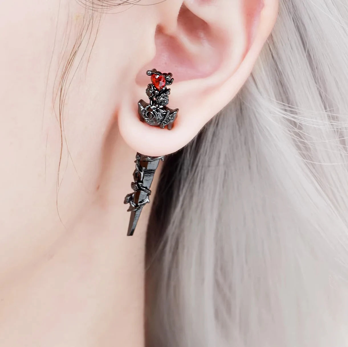 2024 Y2K DIY Rock Punk Style Men's Earrings  Neutral earrings Ear Buckles Earstuds  Steampunk Womens 925 silver needle Earrings