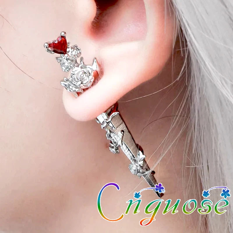 2024 Y2K DIY Rock Punk Style Men's Earrings  Neutral earrings Ear Buckles Earstuds  Steampunk Womens 925 silver needle Earrings
