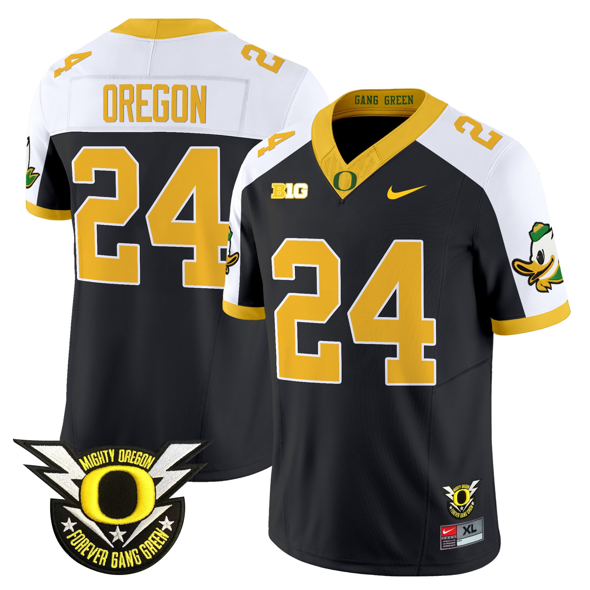 Men's Oregon Ducks 2024 Forever Gang Green & BIG Patch Vapor Limited Jersey - All Stitched
