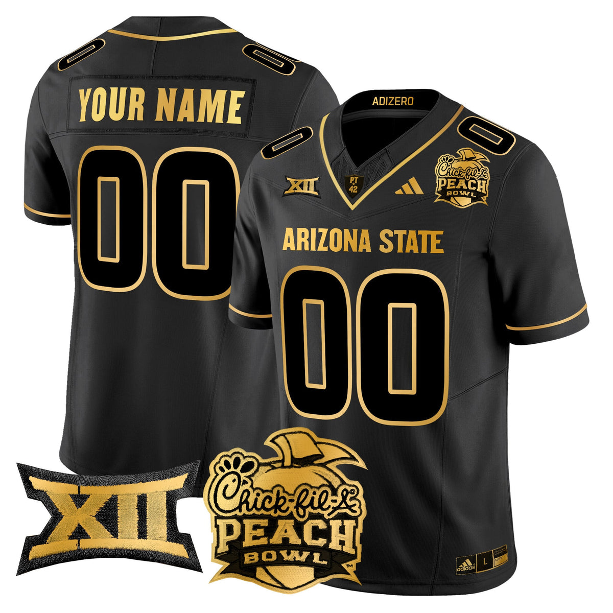 Arizona State Sun Devils 2025 Peach Bowl Gold Vapor Limited Custom Jersey V2 - All Stitched