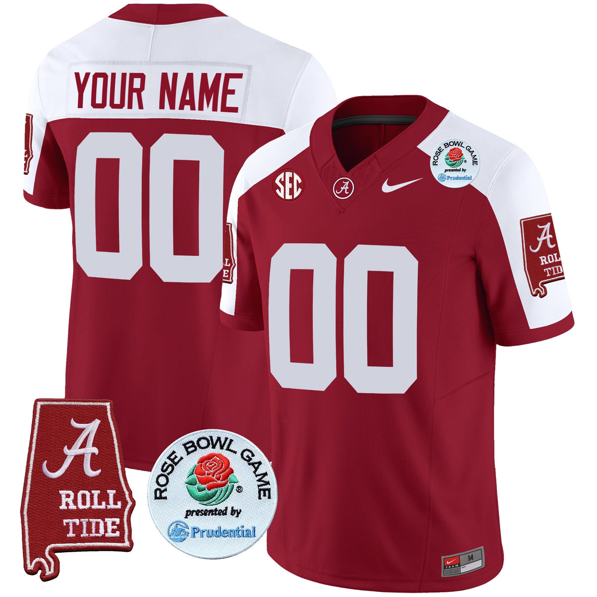 Alabama Crimson Tide Rose Bowl Patch Vapor Limited Custom Jersey - All Stitched