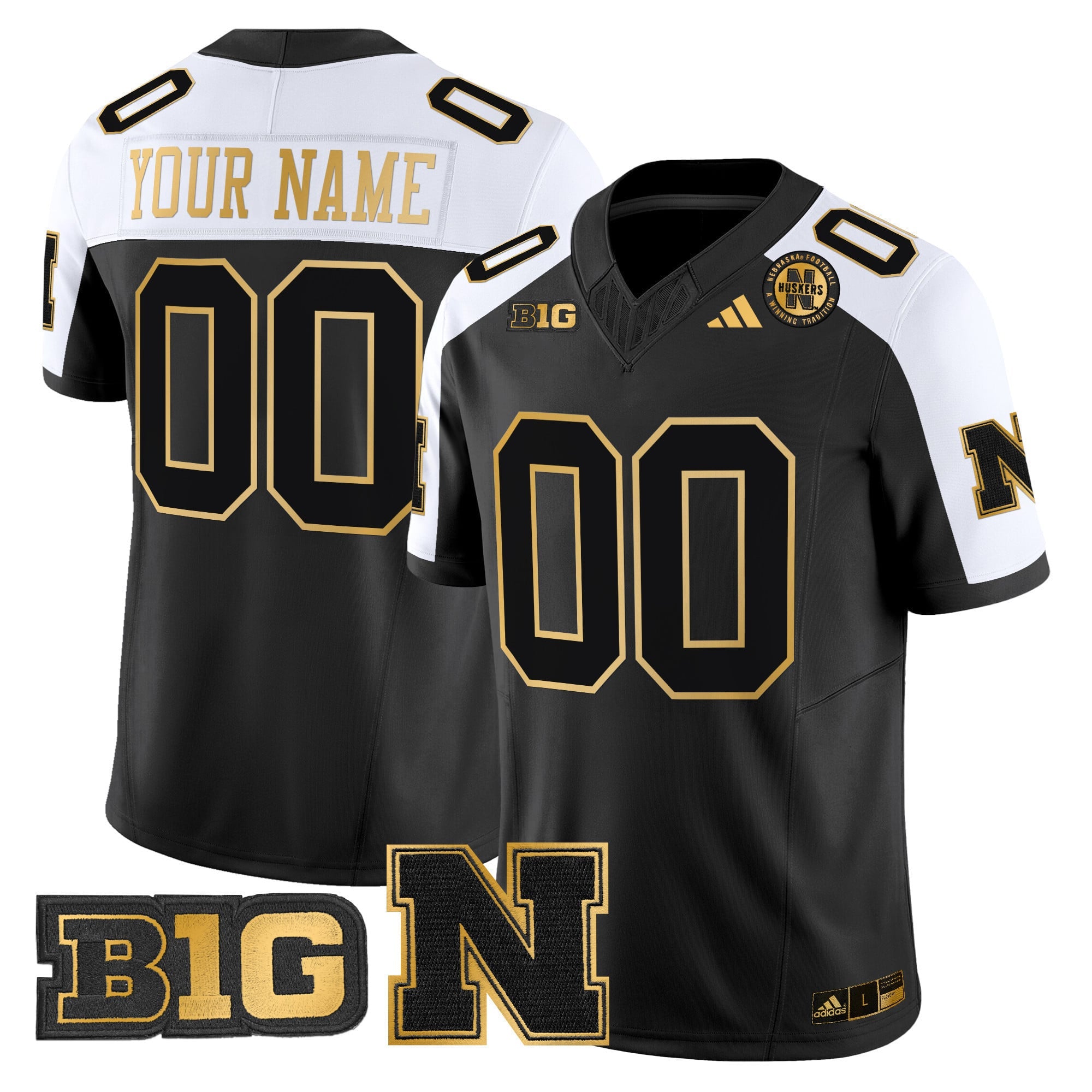 Nebraska Cornhuskers 2024 Gold Vapor Limited Custom Jersey - All Stitched