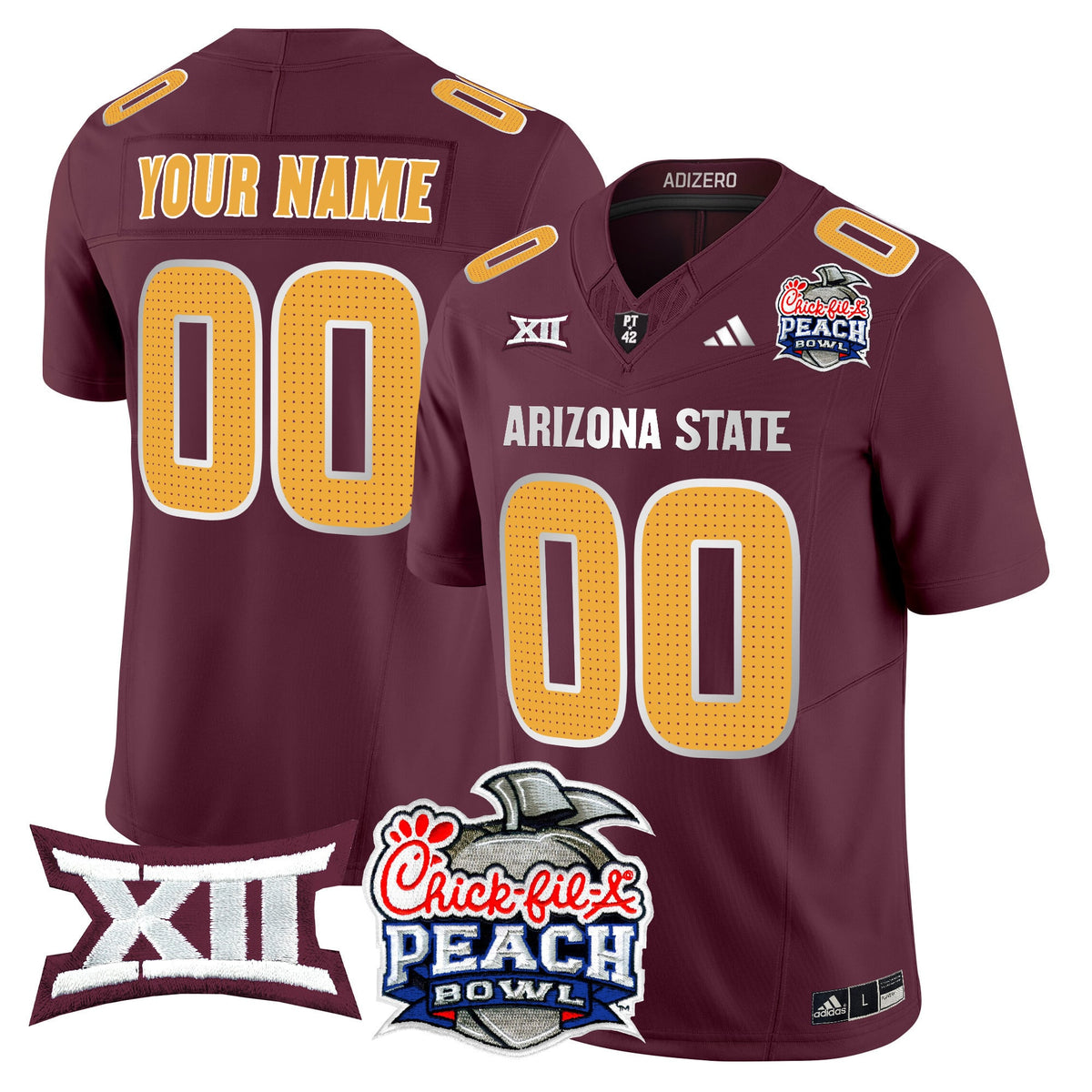 Arizona State Sun Devils 2025 Peach Bowl Vapor Limited Custom Jersey V2 - All Stitched