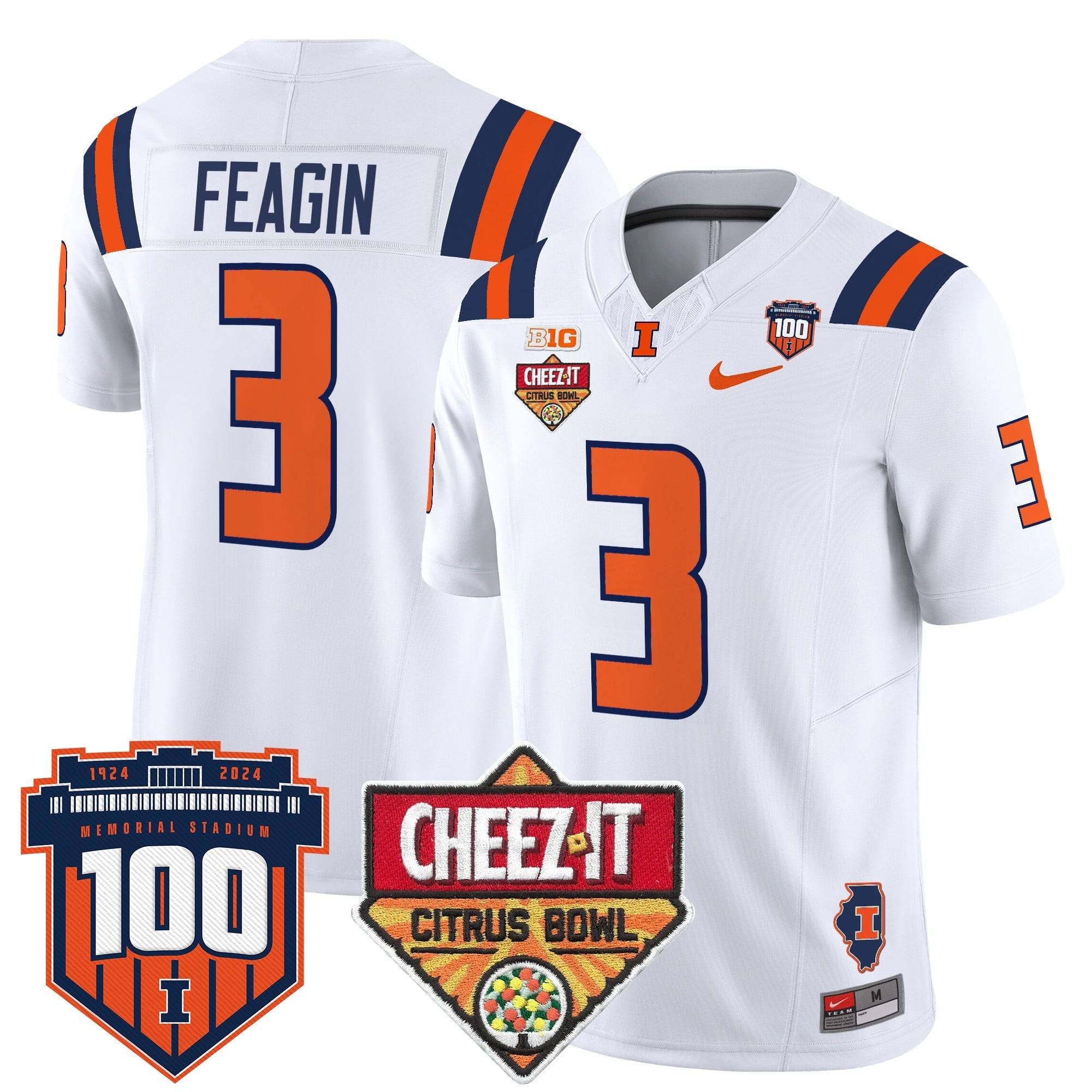 Men's Illinois Fighting Illini 2025 Cheez-It Citrus Bowl Patch Vapor Limited Jersey - All Stitched